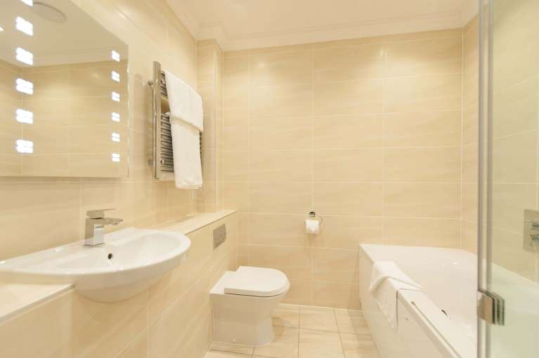 Devon Hotel Accommodation Bathroom with Sink and Toilet